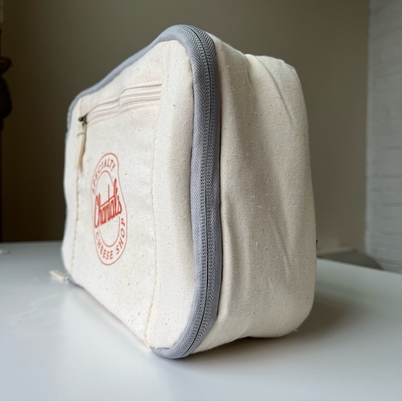 Thermal Bag NWOT | Cheese Shop vintage style white oat cream grey zip - Picture 5 of 6